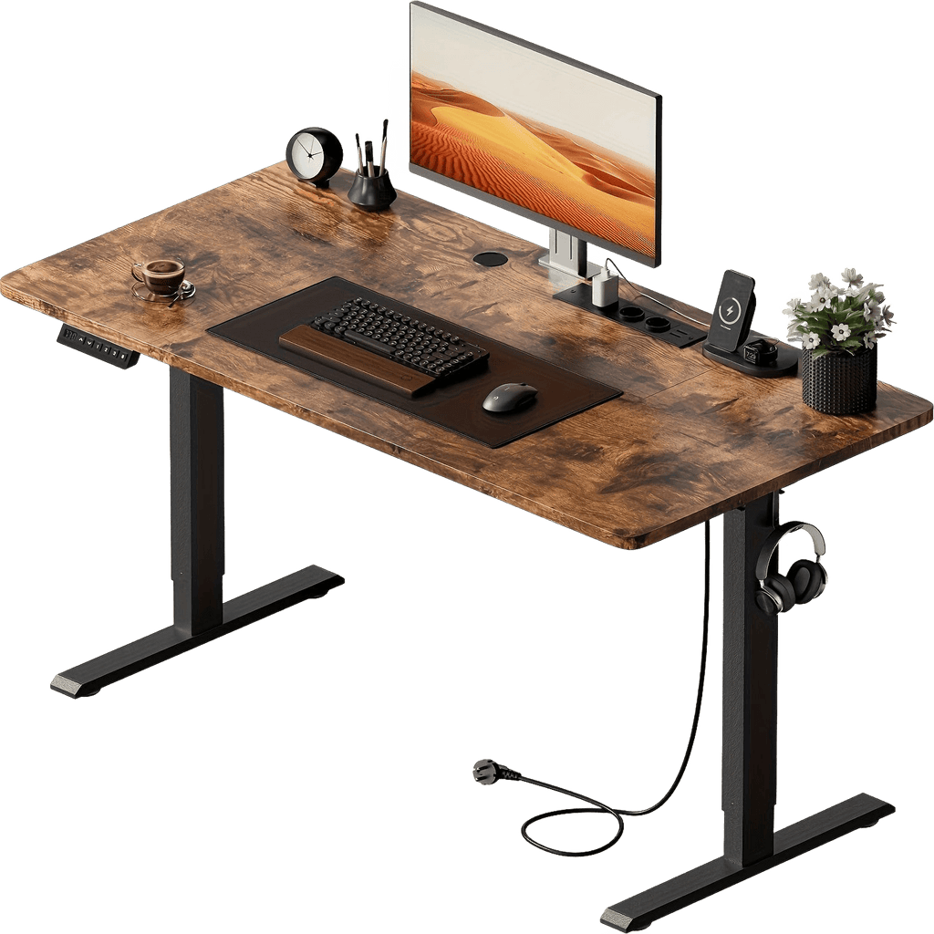 Electric Desk With Adjustable Height, USB Charging Port, And Power Outlet - TKINGS