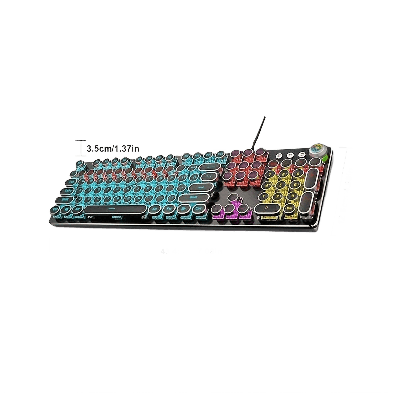 Punk Typewriter Mechanical Gaming Keyboard, All-Metal Panel 104 Keys - TKINGS