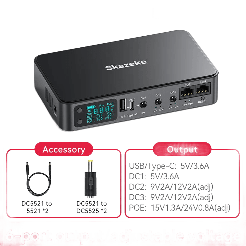 Skazeke D2P Mini DC UPS Power Supply 18000mAh 5v 9v 12v 2A 220V - TKINGS