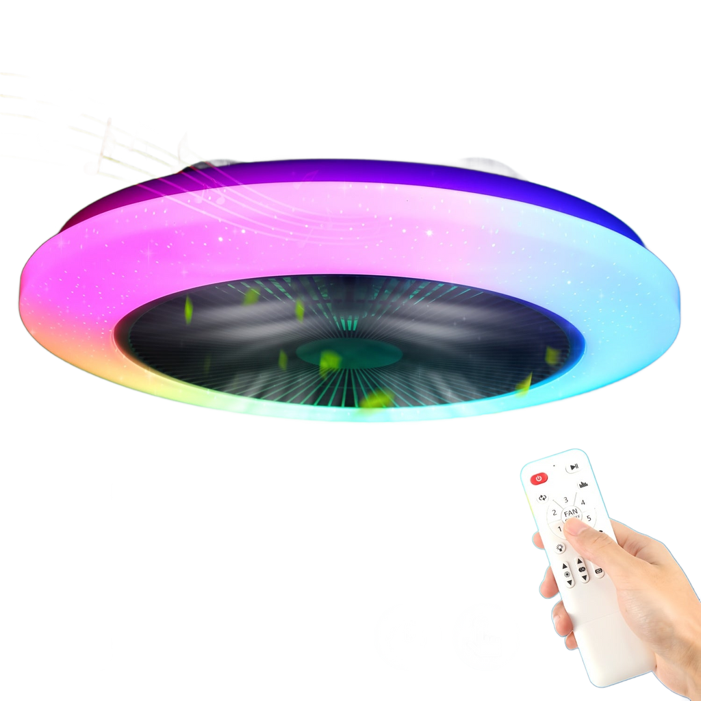 Image from RGB Smart Ceiling Fan Light with Music Sync | 6-Speed Fan + Starry Sky Effect | Quiet Design | APP/Lighting | Suitable for Bedroom/Dining Room - Copy