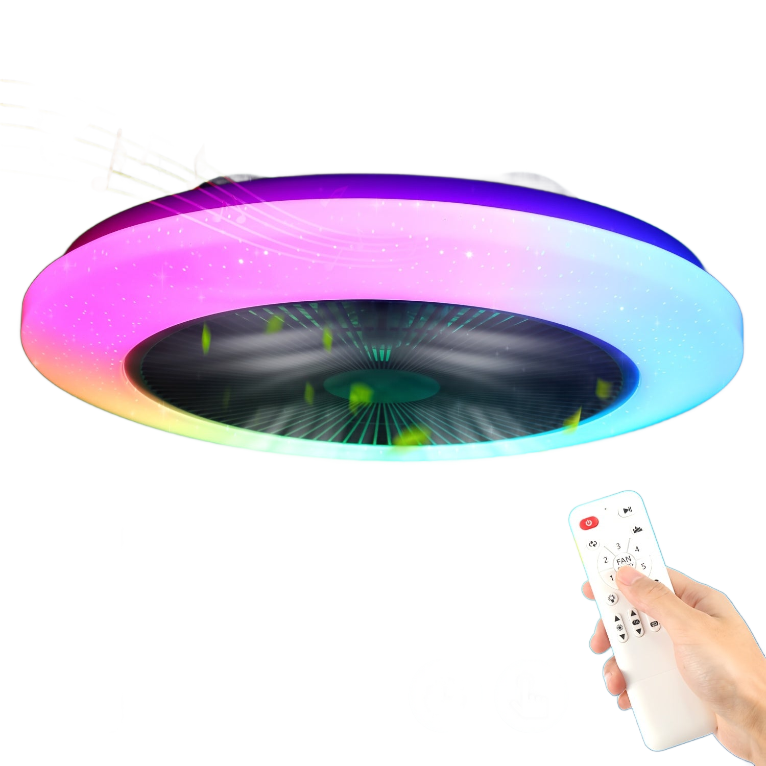 Image from RGB Smart Ceiling Fan Light with Music Sync | 6-Speed Fan + Starry Sky Effect | Quiet Design | APP/Lighting | Suitable for Bedroom/Dining Room - Copy