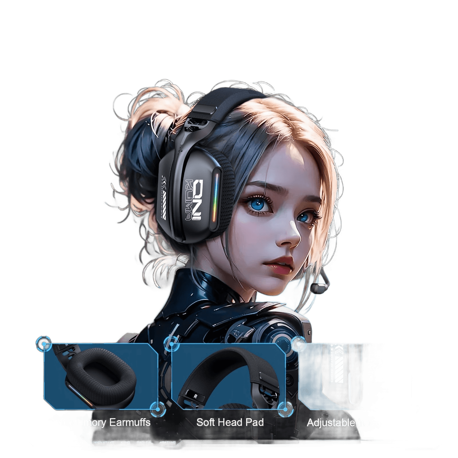 ONIKUMA RGB Light-Up Three-Mode Wireless Headphones - TKINGS