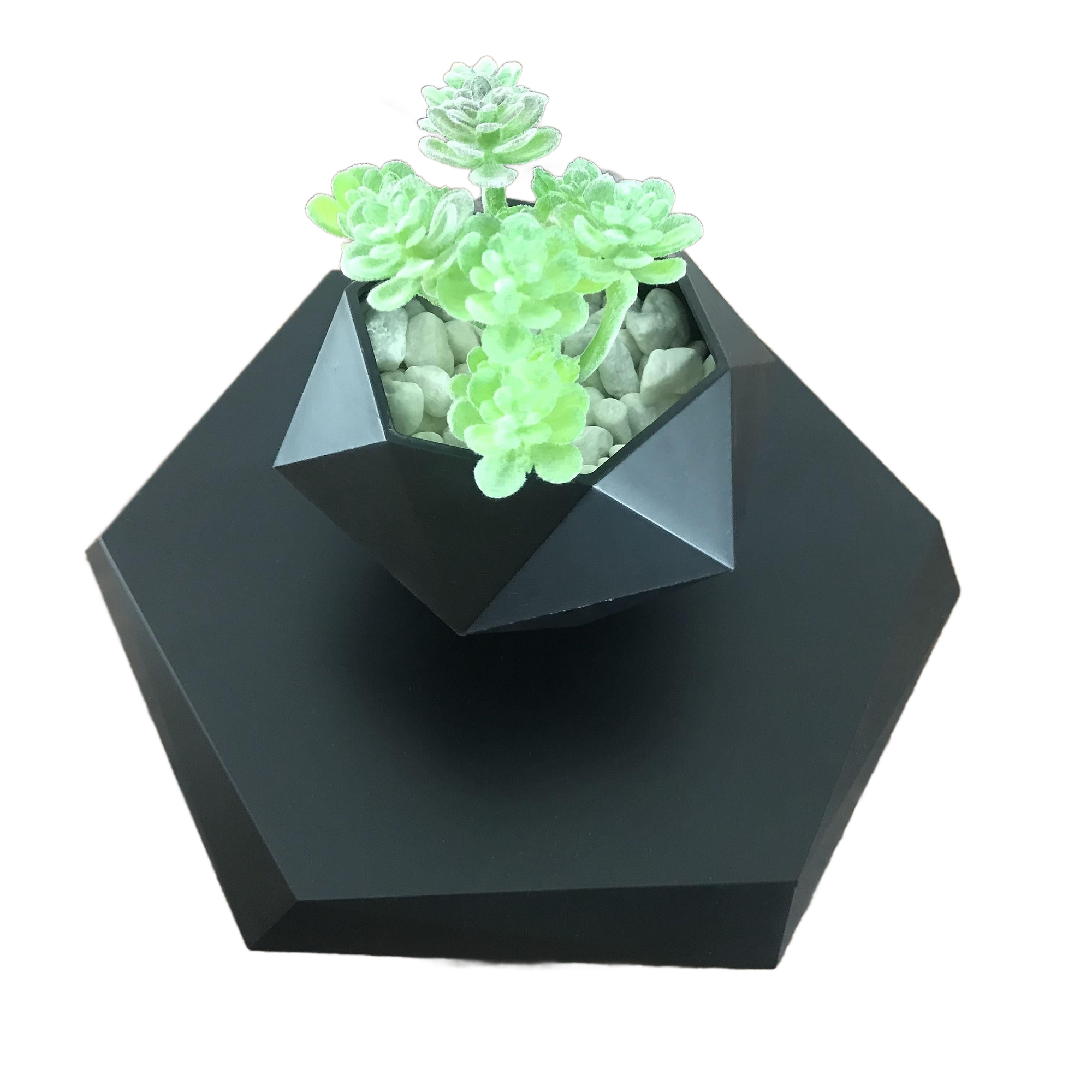 Image from 1pc, Magnetic Levitating Mini Rotating Flower Pot, New Magic Black Floating Plant Pot, Creative Pots For Office Desktop Balcony Home Garden Indoor Statue Decorations Ornaments - Copy