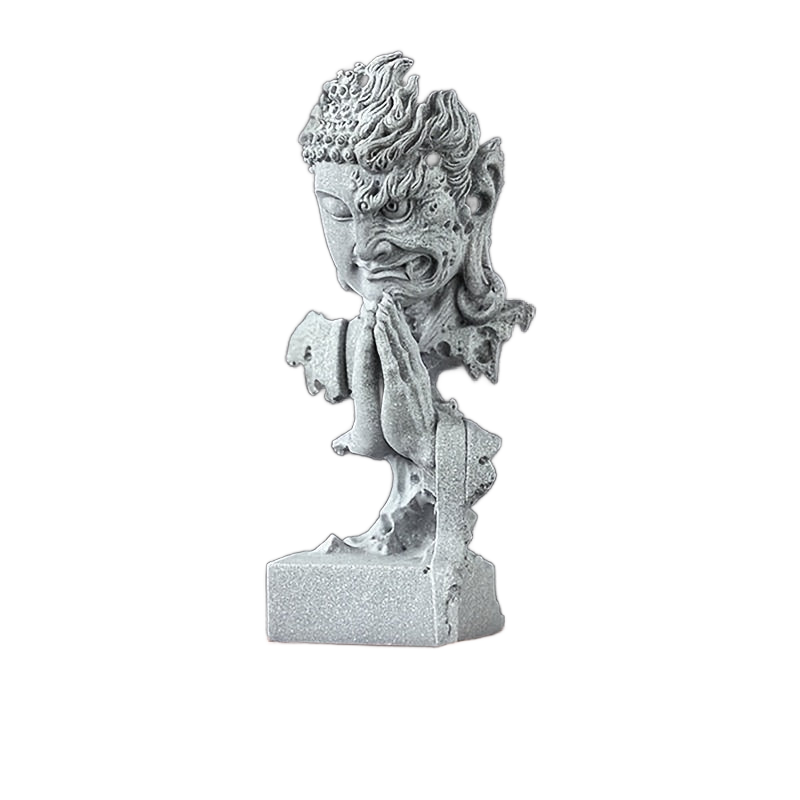Image from 1pc, Zen Buddha Statue, "One Thought Between Heaven and Hell", Classic Stone Craft, Multi-Functional Decor for Home, Living Room, Study, Tea Area, Perfect Gift for Indoor & Outdoor Use, Suitable for Halloween, Easter, Christm - Copy