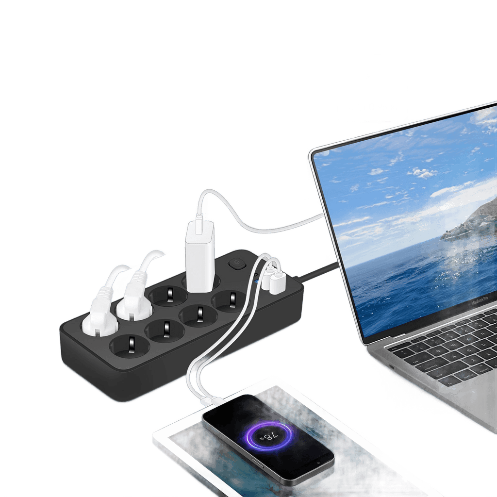 8-Outlet Power Strip with 3 USB Ports & Type-C Interface 180cm - TKINGS