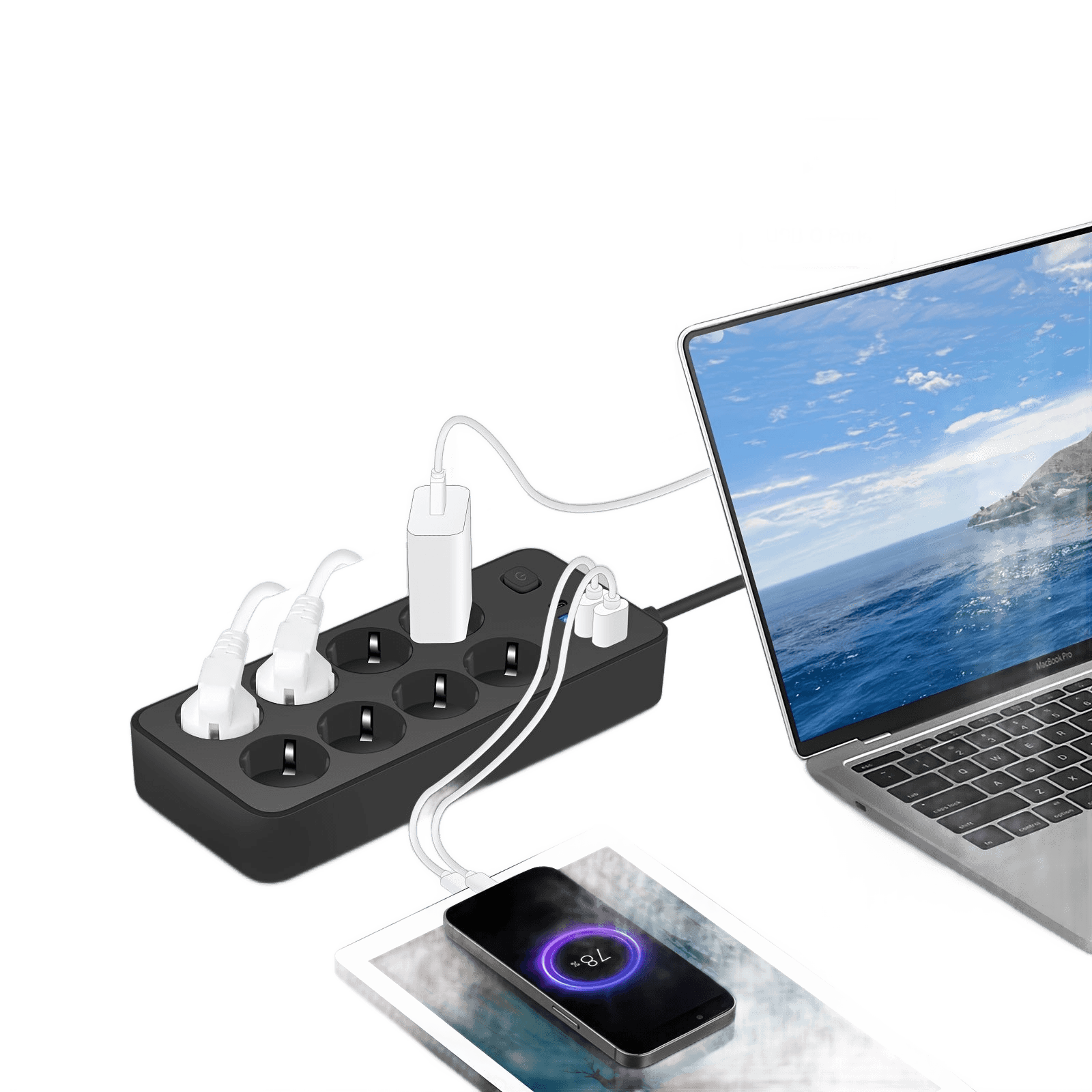 8-Outlet Power Strip with 3 USB Ports & Type-C Interface 180cm - TKINGS
