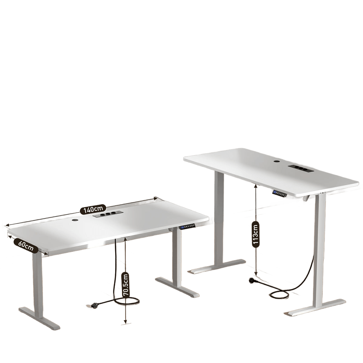 Electric Desk With Adjustable Height, USB Charging Port, And Power Outlet - TKINGS