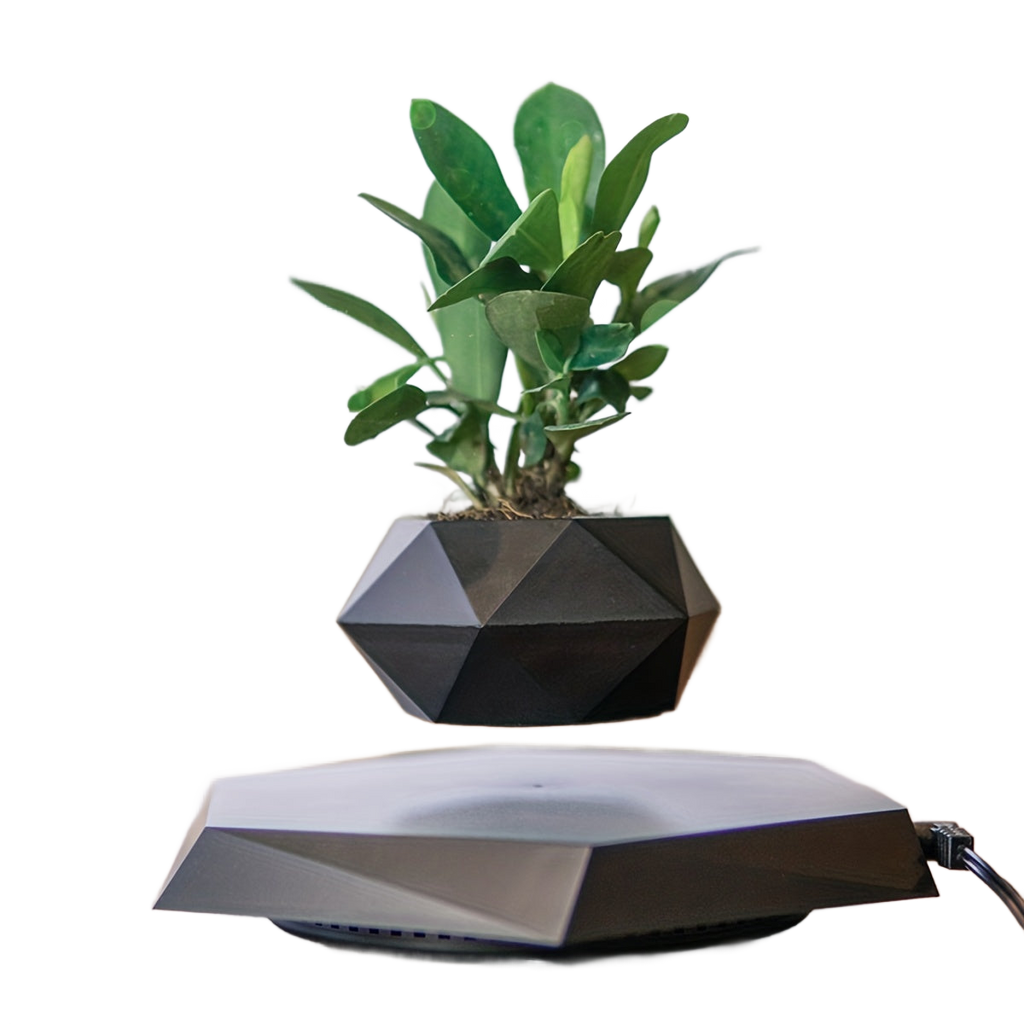 Image from 1pc, Magnetic Levitating Mini Rotating Flower Pot, New Magic Black Floating Plant Pot, Creative Pots For Office Desktop Balcony Home Garden Indoor Statue Decorations Ornaments - Copy