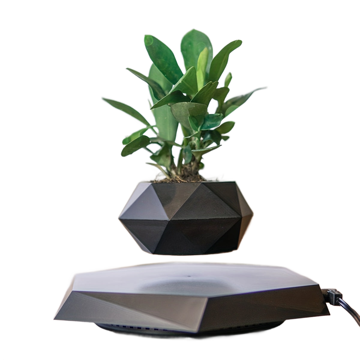 Image from 1pc, Magnetic Levitating Mini Rotating Flower Pot, New Magic Black Floating Plant Pot, Creative Pots For Office Desktop Balcony Home Garden Indoor Statue Decorations Ornaments - Copy
