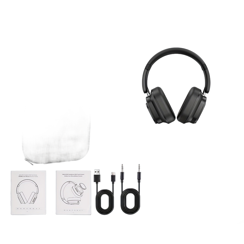Image from Siindoo Hybrid Active Noise-Cancelling Headphones with Touchscreen, 66-Hour Playtime Wireless Earbuds with Mic, Soft Ear Pads, Multi-Eq Bass Comfort Fit for Tablets, Laptops, Phones - Copy