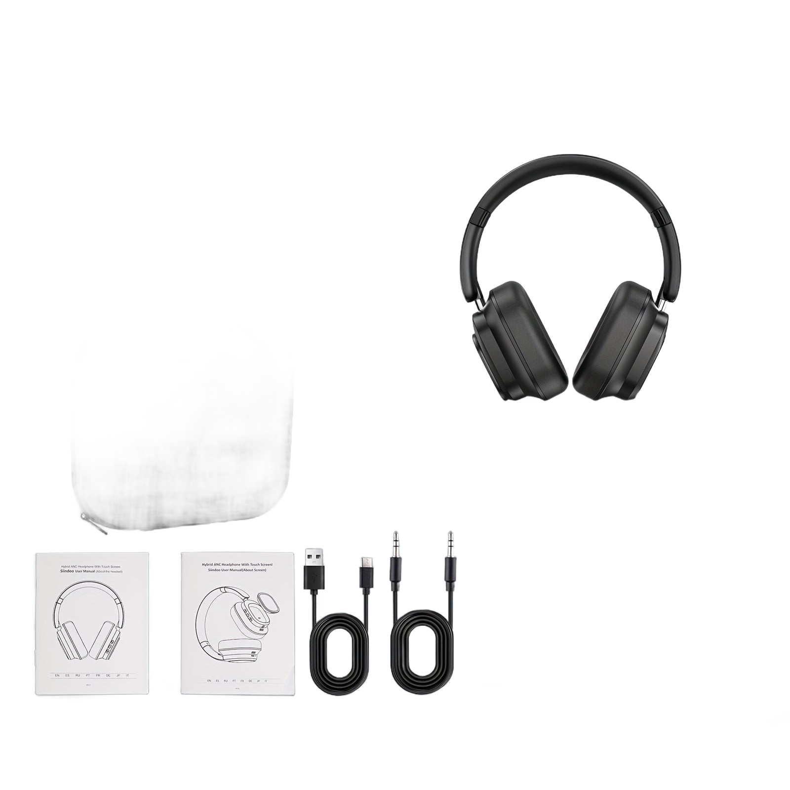 Image from Siindoo Hybrid Active Noise-Cancelling Headphones with Touchscreen, 66-Hour Playtime Wireless Earbuds with Mic, Soft Ear Pads, Multi-Eq Bass Comfort Fit for Tablets, Laptops, Phones - Copy