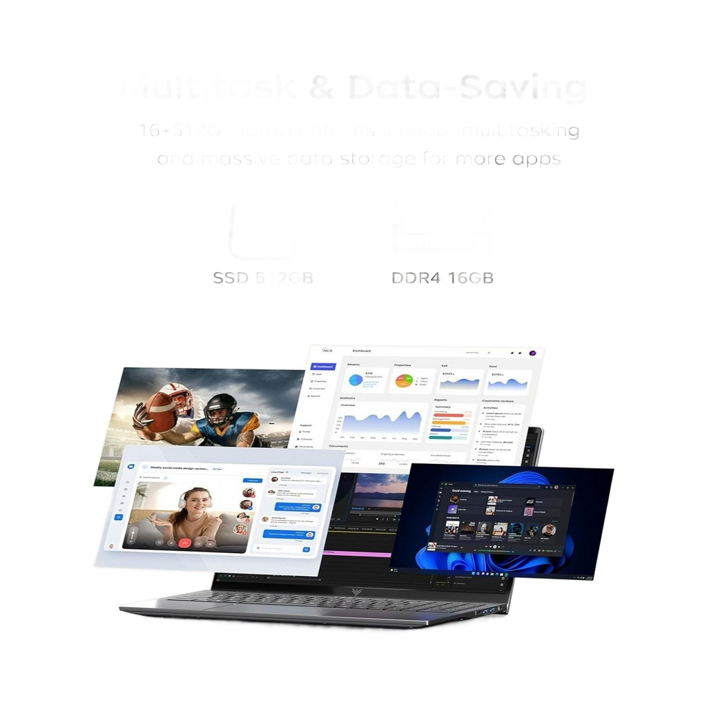 Image from Laptop Computer with AMD Ryzen 5 7430U Processor 6C/12T AMD Radeon Graphics16GB DDR4 512GB NVMe SSD 15.6"Full HD IPS Display Wi-Fi 6 Type-C Full Feature Webcam - Copy