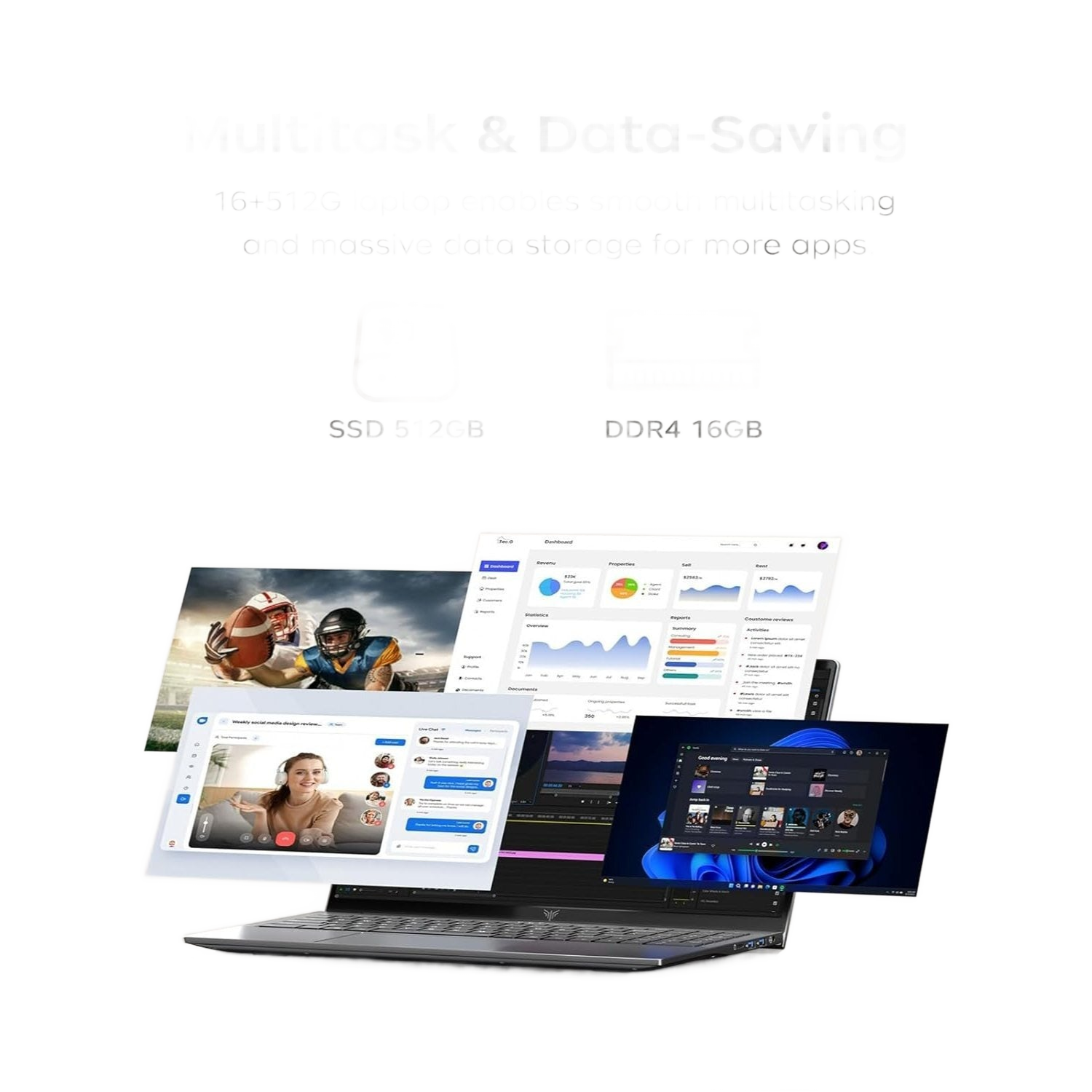 Image from Laptop Computer with AMD Ryzen 5 7430U Processor 6C/12T AMD Radeon Graphics16GB DDR4 512GB NVMe SSD 15.6"Full HD IPS Display Wi-Fi 6 Type-C Full Feature Webcam - Copy