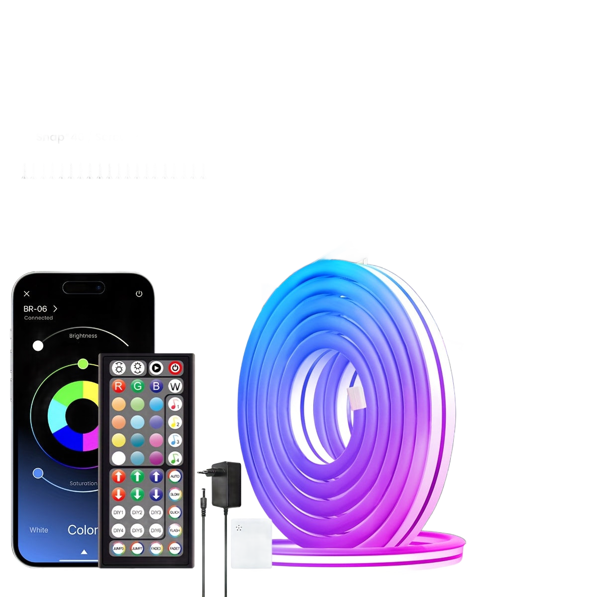 Image from Mexllex Upgraded Smart RGB Neon LED Strip With App/Remote Control, Multiple Modes, Timer Function, Music Sync Gaming LED Strip Lights For Bedroom, Room Decoration - Copy