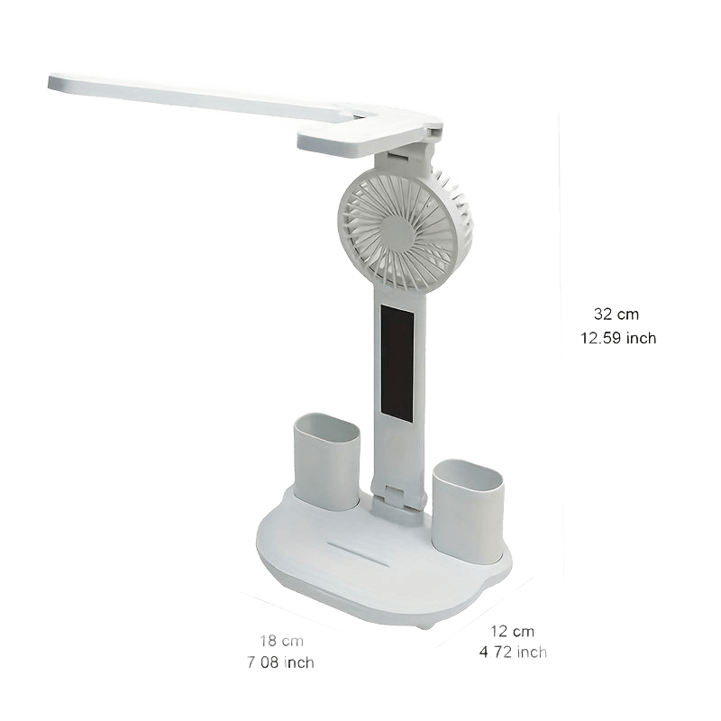 Smart Desk Lamp with Fan & Pen Holder, USB-Powered Touch Control - TKINGS