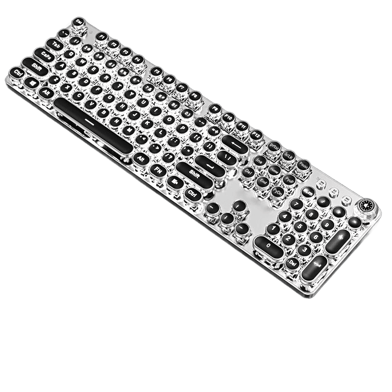 Punk Typewriter Mechanical Gaming Keyboard, All-Metal Panel 104 Keys - TKINGS