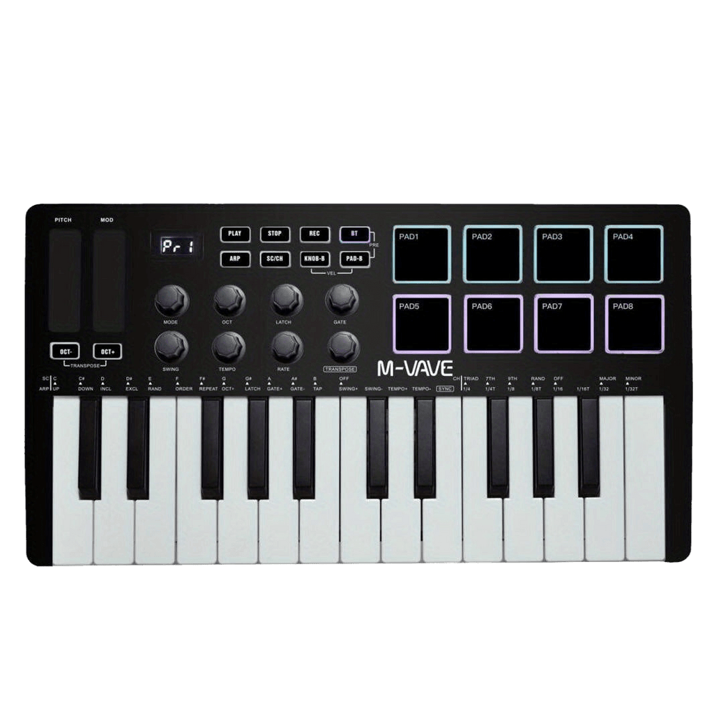 MIDI Control Keyboard Mini Portable USB Controller with 25 Velocity Keys - TKINGS