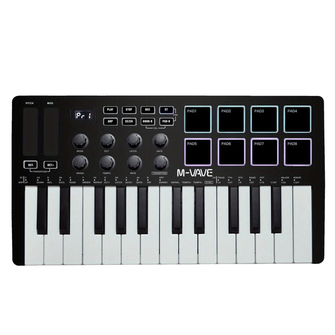 MIDI Control Keyboard Mini Portable USB Controller with 25 Velocity Keys - TKINGS