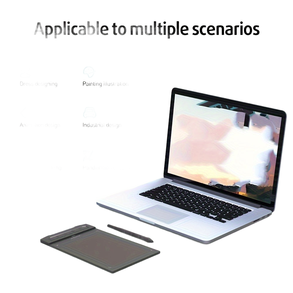 Image from 1pc XENX Drawing Tablet, ABS Material, 8192 Pressure Levels, 5080 LPI Pen Resolution, 266 PPS Reporting Rate, 2 Programmable Buttons, No Battery, Compatible with Mobile & Computer, Portable Design for Digital Art, Animation, - Copy