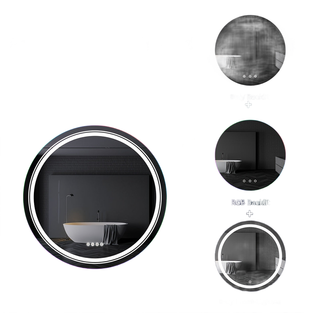 Image from HD Round Anti-fog LED Bathroom Mirror Light Adjustable Vanity Mirror with Smart Light RGB Lights - Copy