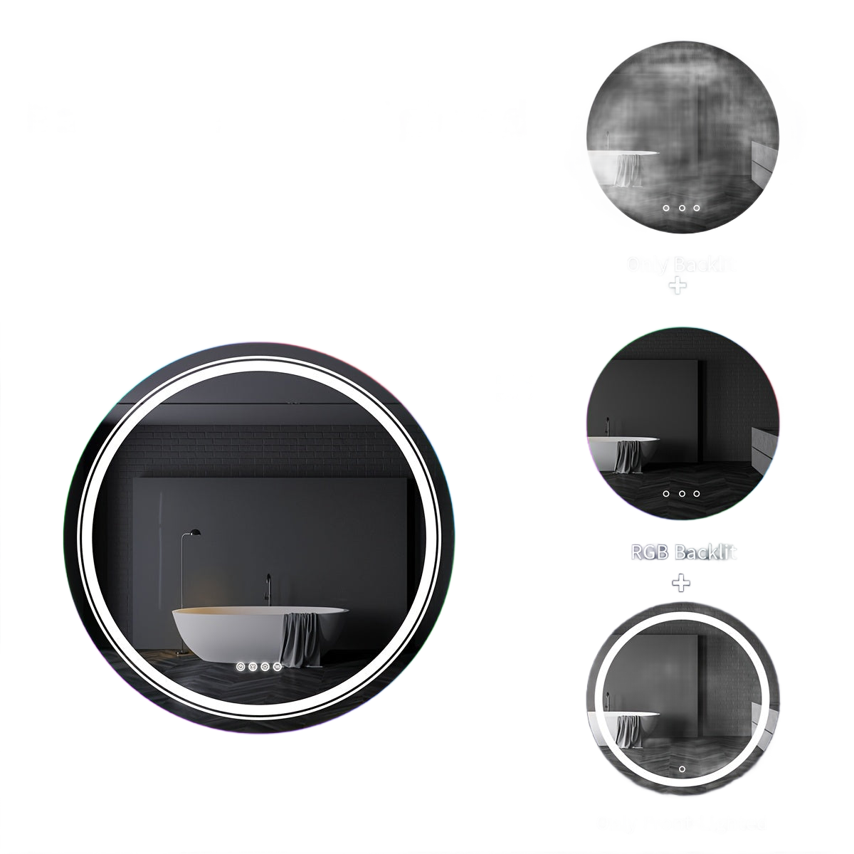 Image from HD Round Anti-fog LED Bathroom Mirror Light Adjustable Vanity Mirror with Smart Light RGB Lights - Copy
