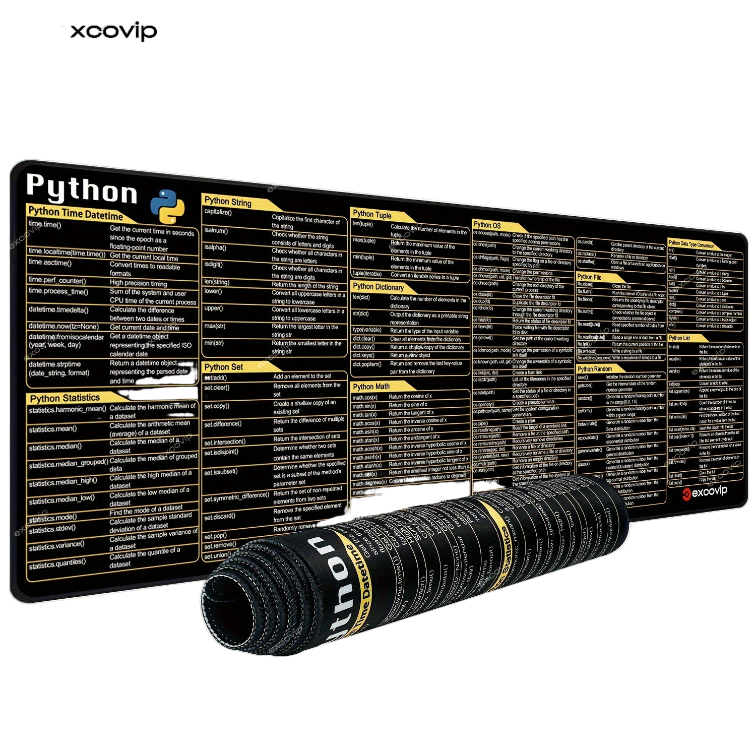 Image from EXCOVIP Python Programming Cheat Sheet Mouse Pad - Large, Washable & Non-Slip Desk Mat for Coders and Designers - Copy