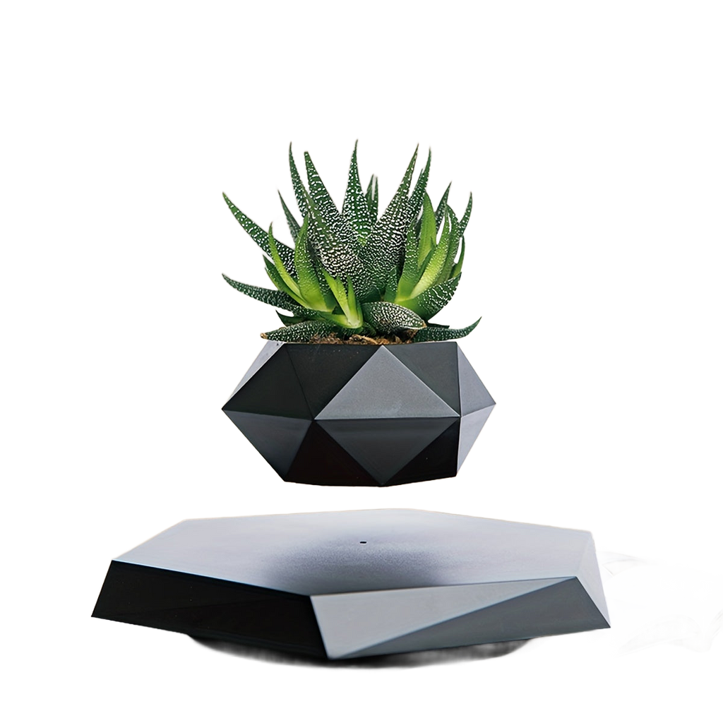 Image from 1pc, Magnetic Levitating Mini Rotating Flower Pot, New Magic Black Floating Plant Pot, Creative Pots For Office Desktop Balcony Home Garden Indoor Statue Decorations Ornaments - Copy