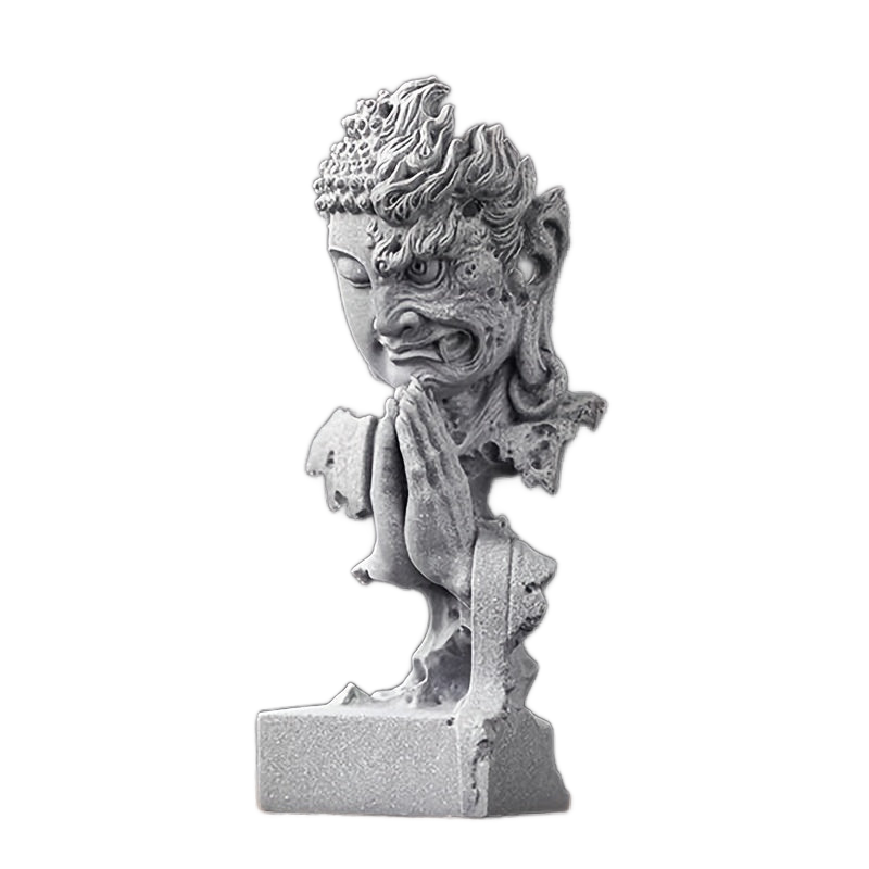 Image from 1pc, Zen Buddha Statue, "One Thought Between Heaven and Hell", Classic Stone Craft, Multi-Functional Decor for Home, Living Room, Study, Tea Area, Perfect Gift for Indoor & Outdoor Use, Suitable for Halloween, Easter, Christm - Copy