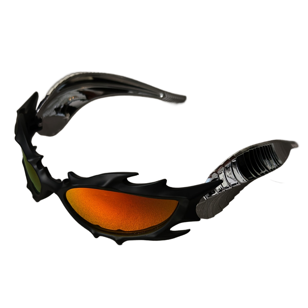 Image from SSPV Edgy Chic Fire Bull Horn Glasses - Oversized Black Frame with Red & Orange Gradient Lenses, Metallic Accents & Pointed Tips for a Bold, Trendy Look, Fashion Accessories, Statement Eyewear, Durable Plastic Frame - Copy