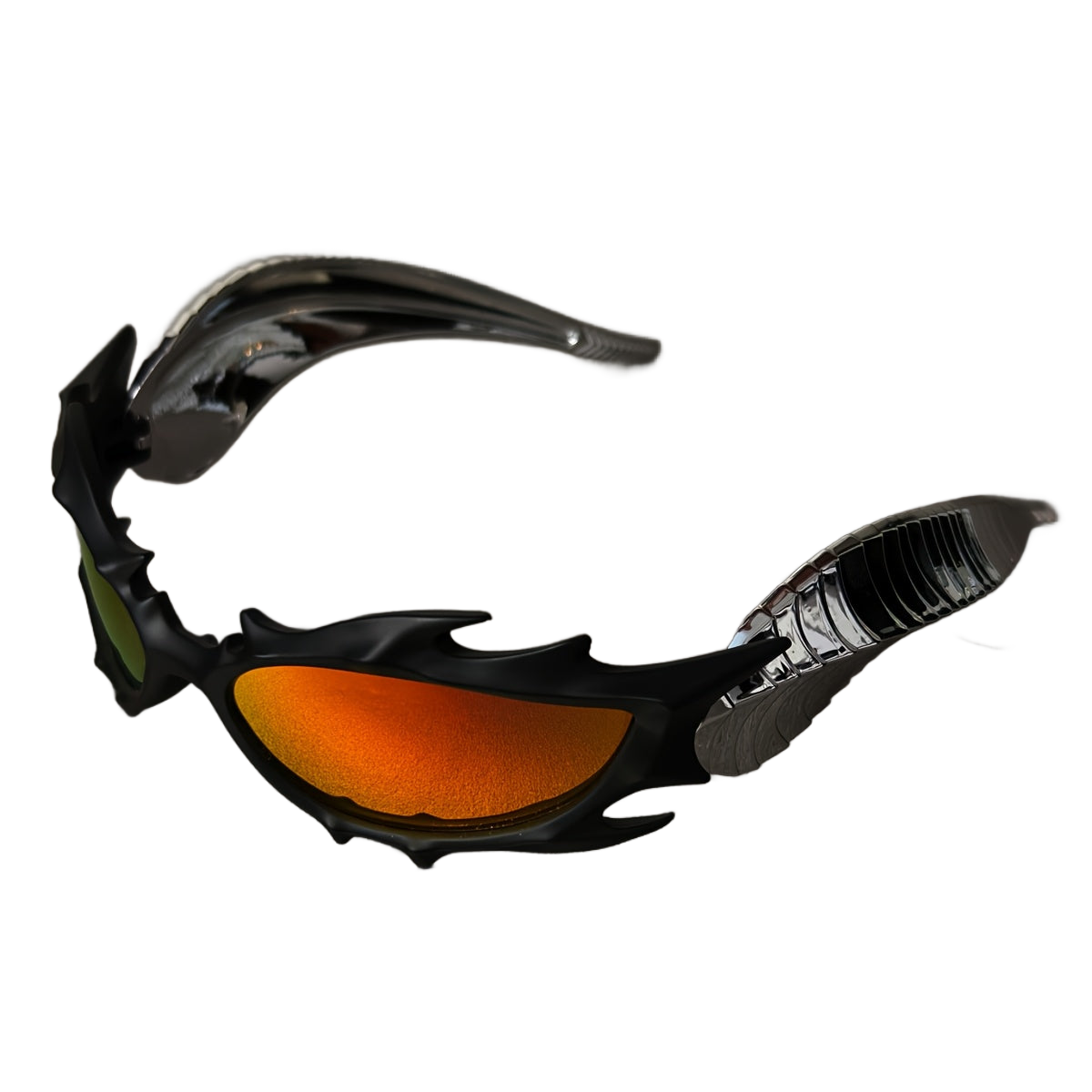 Image from SSPV Edgy Chic Fire Bull Horn Glasses - Oversized Black Frame with Red & Orange Gradient Lenses, Metallic Accents & Pointed Tips for a Bold, Trendy Look, Fashion Accessories, Statement Eyewear, Durable Plastic Frame - Copy