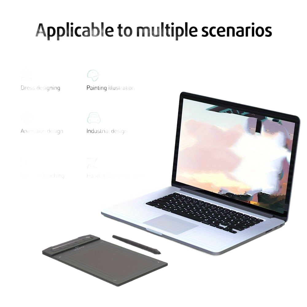 Image from 1pc XENX Drawing Tablet, ABS Material, 8192 Pressure Levels, 5080 LPI Pen Resolution, 266 PPS Reporting Rate, 2 Programmable Buttons, No Battery, Compatible with Mobile & Computer, Portable Design for Digital Art, Animation, - Copy