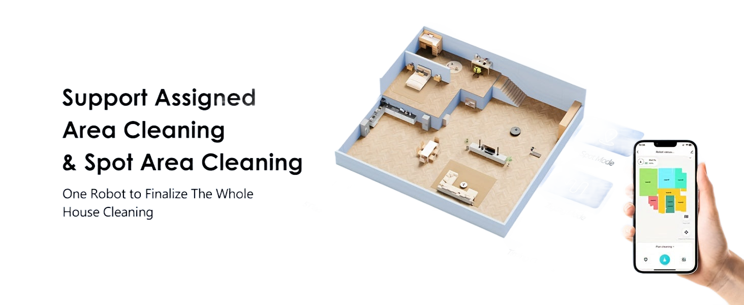Image from Robot Vacuum And Mop Combo 6500Pa, Lubluelu L15 Robot Vacuum, Auto-Charging, 5 Maps, 30 No-go Zones, WiFi/App/Alexa, 3in 1 Robot Vacuum Cleaner for Pet Hair Carpet Hard Floor - Copy