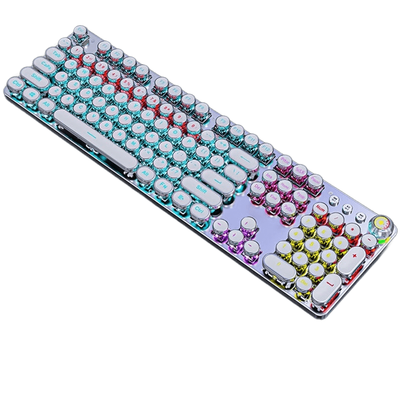 Punk Typewriter Mechanical Gaming Keyboard, All-Metal Panel 104 Keys - TKINGS