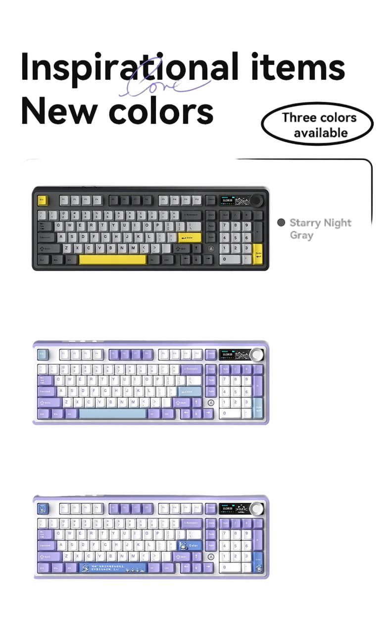 Image from AJAZZ AK980 Mechanical Gaming keyboard, 2.9cm TFT Screen, Volume Knob, 98-Key Gasket Structure, RGB Lighting, Hot-Swappable PR4 - Copy