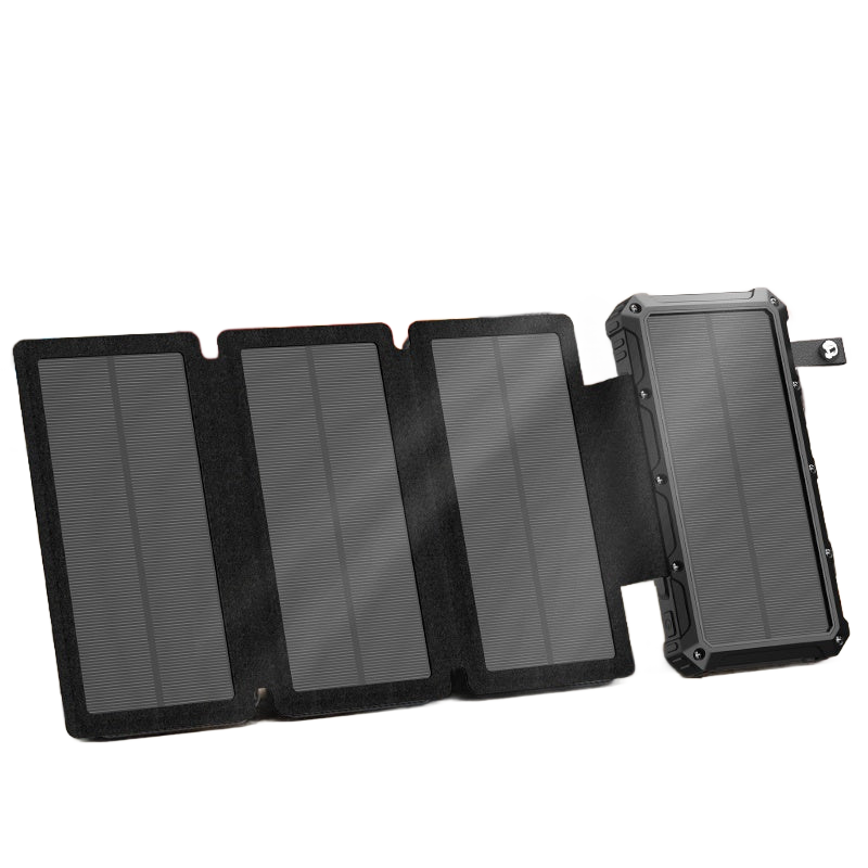 Image from EAGET 4-Foldable Solar Panels 8W High Conversion Efficiency 20000mAh Portable Power Bank with 3A Fast Charging, 2 USB Outputs & USB-C, Compatible with Smartphones, Tablets, Laptops for Outdoor Camping, Hiking, Travel, Solar P - Copy