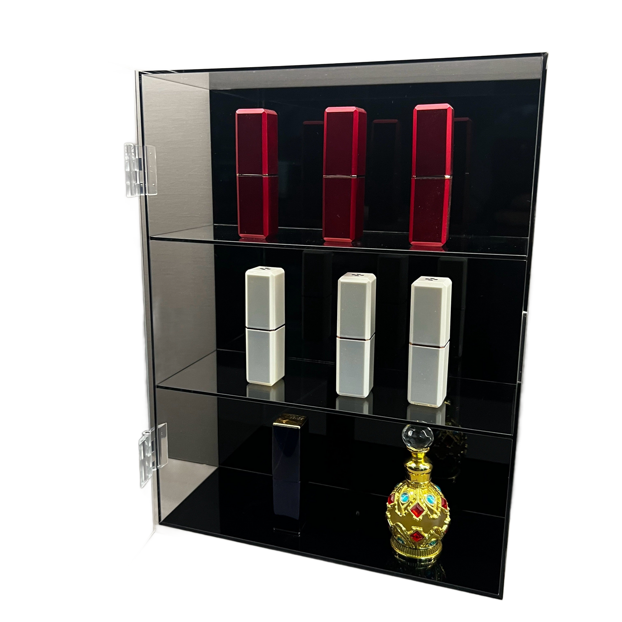 Image from All-in-one storage cabinet with lock, suitable for cosmetics, glasses, stones, lipstick, perfume; dustproof and waterproof, prevents direct contact by ren - Copy