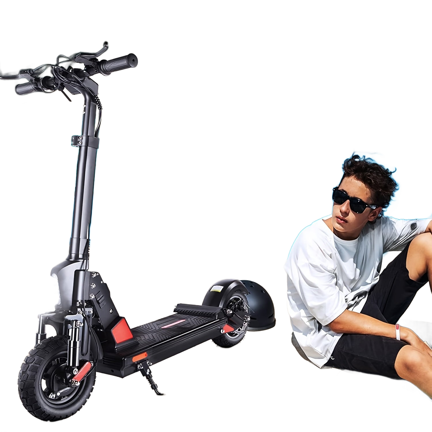 Image from Adult Electric Scooter, Output Current 2A, Output Voltage 54.6V, 500W Powerful Motor, 34-43 Km Range, 120 Kg Maximum Load, Adjustable, Lightweight, 2 Wheel Commuter Scooter with Smooth Large Wheels - Folding Commuter Electric - Copy