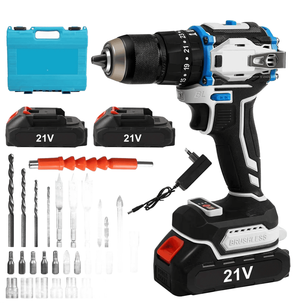 21V Brushless Cordless Drill Set Electric Screwdriver 25 + 1 - TKINGS