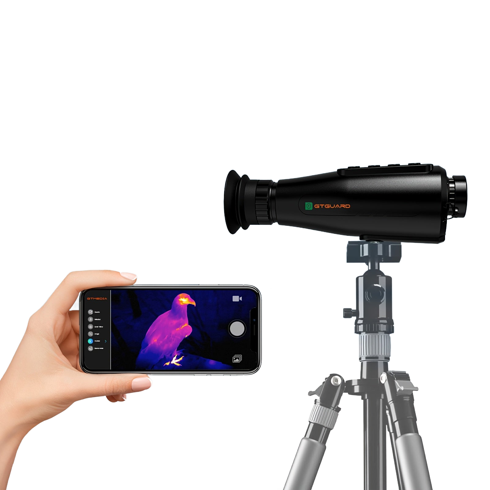 Image from GTGUARD Thermal Monocular 384x288 AI Super-Resolution HD Night Vision Thermal Imaging with 3.63cm AMOLED Screen, 8X Zoom, type C, Multiple Scene Modes for Hunting Travel Outdoor Camping Pet ( AI15) - Copy