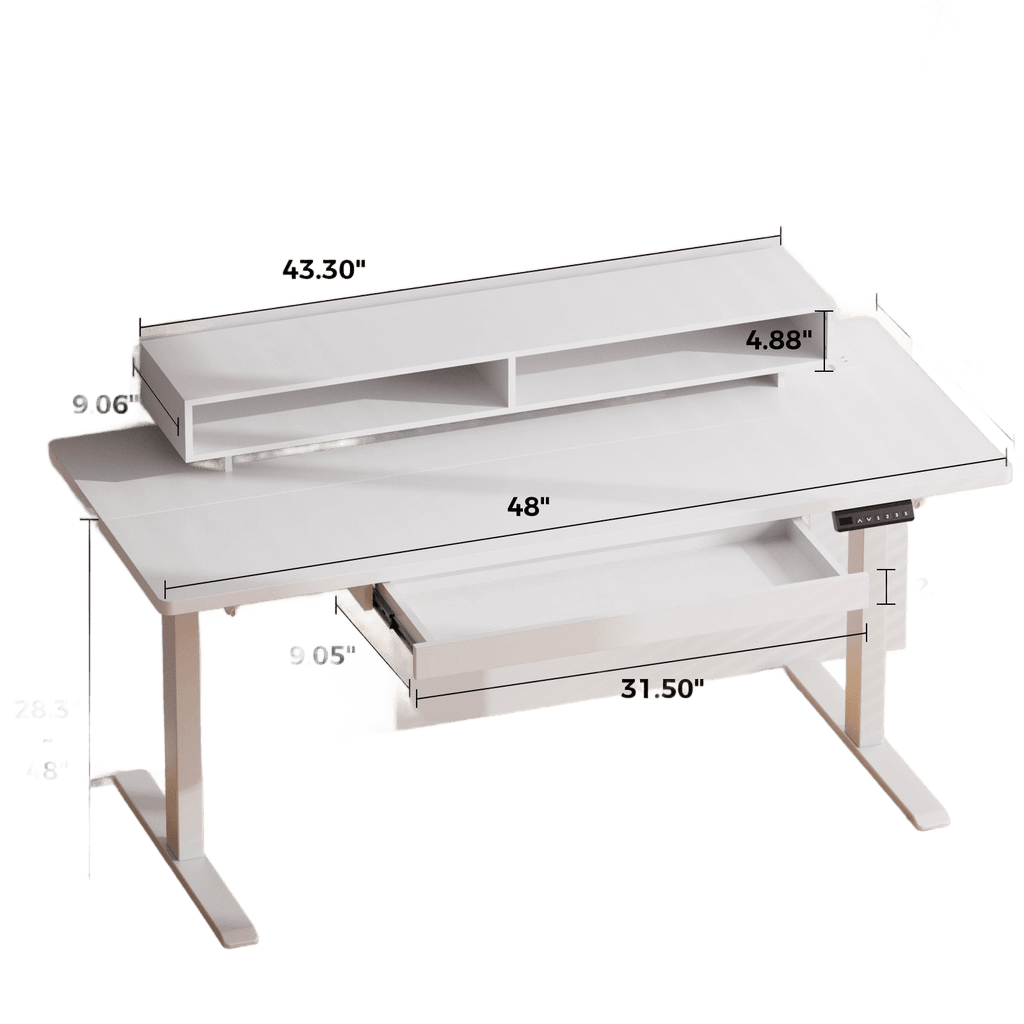 Adjustable Height Desk 120X60Cm Desk with Drawers And Monitor Stand - TKINGS