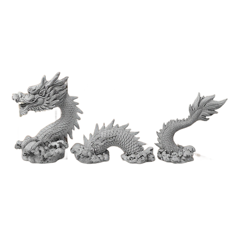 Image from 3pcs Chinese Dragon Sculpture Set - Handcrafted Carved Stone Art Figurines, Suitable for Home Office Desk Decor, Fish Tank Landscape, Auspicious Feng Shui Ornaments, Tea Pets and Holiday Gifts - Copy