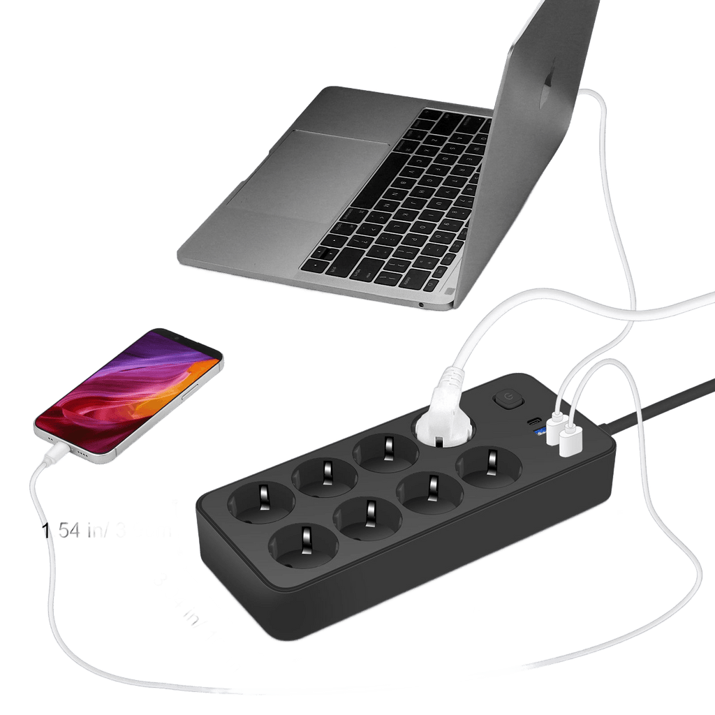 8-Outlet Power Strip with 3 USB Ports & Type-C Interface 180cm - TKINGS