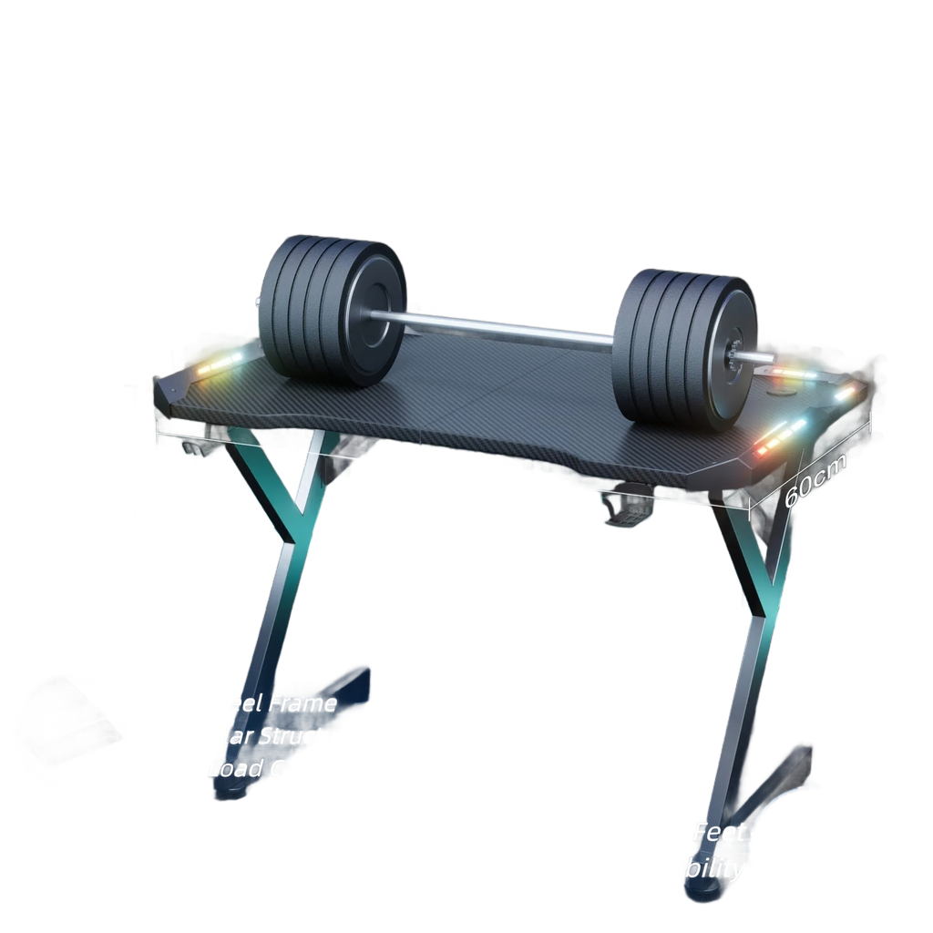 Image from LED Gaming Desk 120 x 60cm, Gaming Table with LED, Sturdy PC Table with Carbon Fibre Coating, Gamer Table with Cup Holder and Headphone Hook, Black - Copy