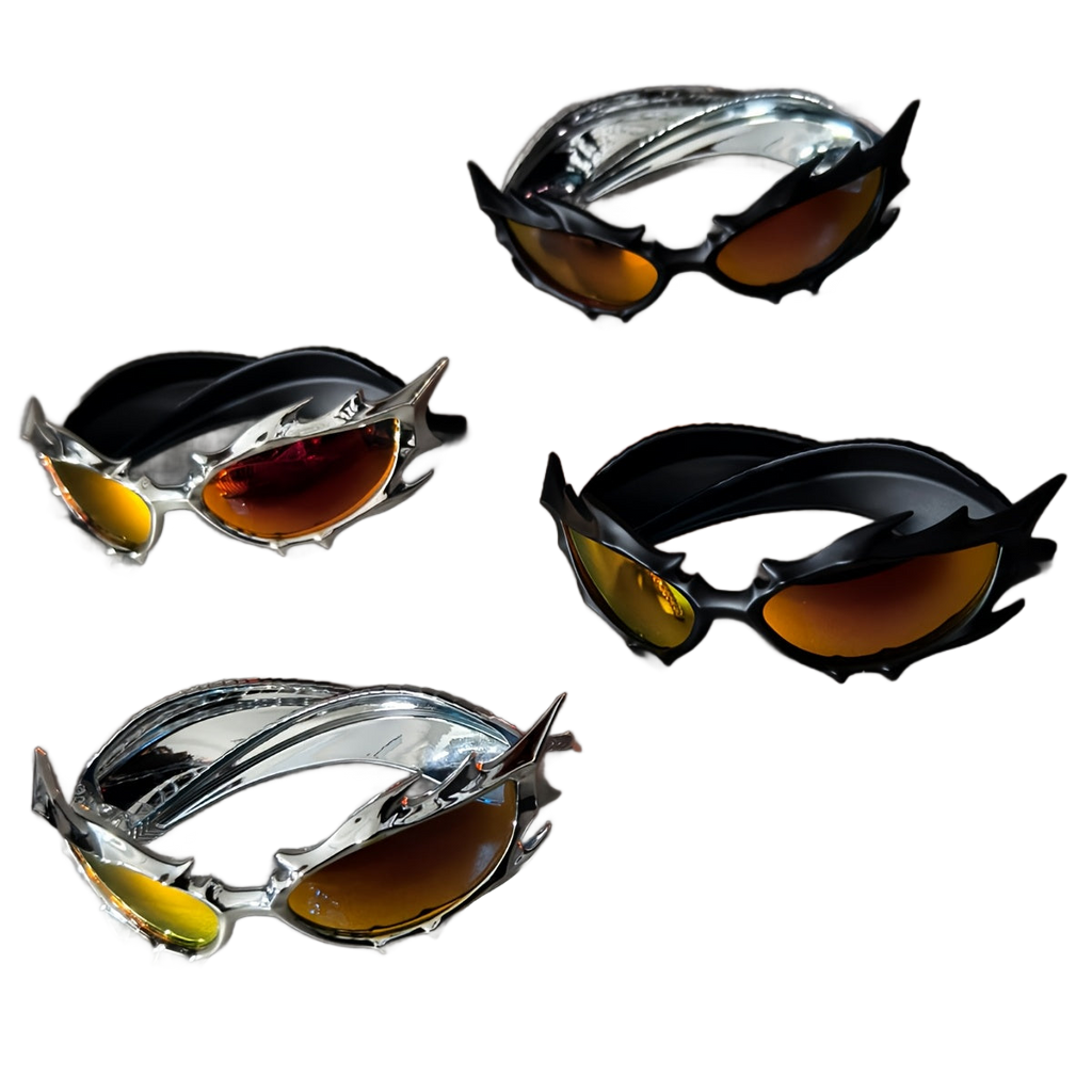 Image from SSPV Edgy Chic Fire Bull Horn Glasses - Oversized Black Frame with Red & Orange Gradient Lenses, Metallic Accents & Pointed Tips for a Bold, Trendy Look, Fashion Accessories, Statement Eyewear, Durable Plastic Frame - Copy