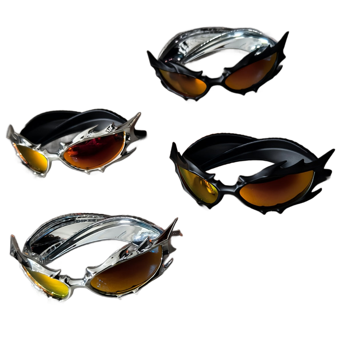 Image from SSPV Edgy Chic Fire Bull Horn Glasses - Oversized Black Frame with Red & Orange Gradient Lenses, Metallic Accents & Pointed Tips for a Bold, Trendy Look, Fashion Accessories, Statement Eyewear, Durable Plastic Frame - Copy