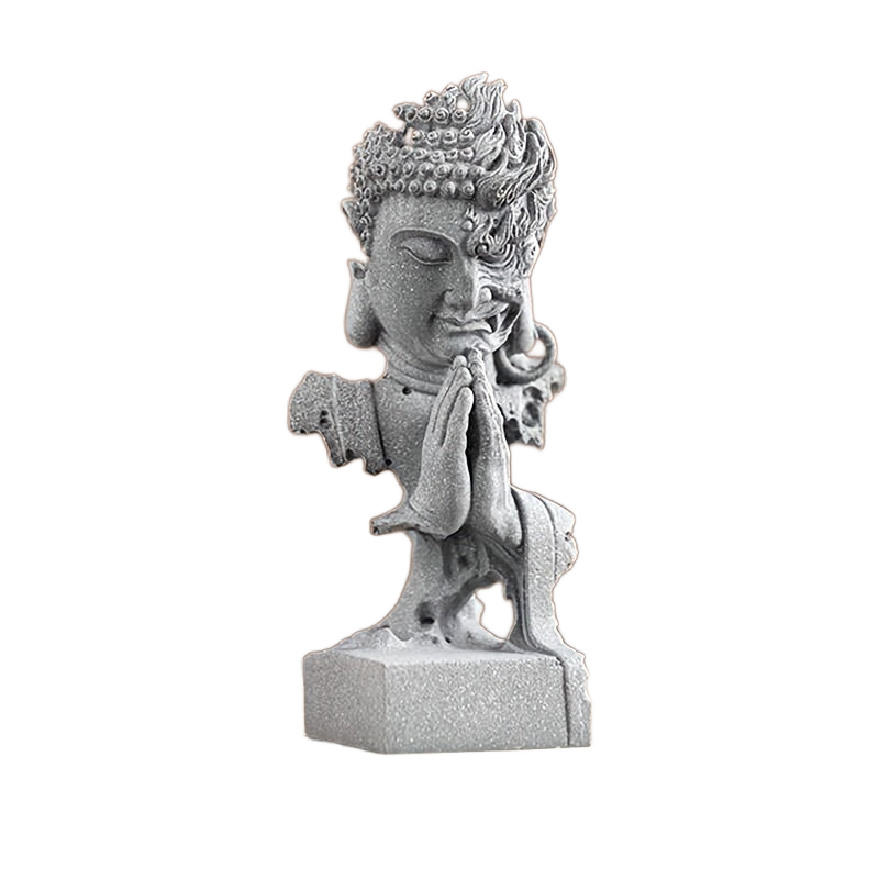 Image from 1pc, Zen Buddha Statue, "One Thought Between Heaven and Hell", Classic Stone Craft, Multi-Functional Decor for Home, Living Room, Study, Tea Area, Perfect Gift for Indoor & Outdoor Use, Suitable for Halloween, Easter, Christm - Copy
