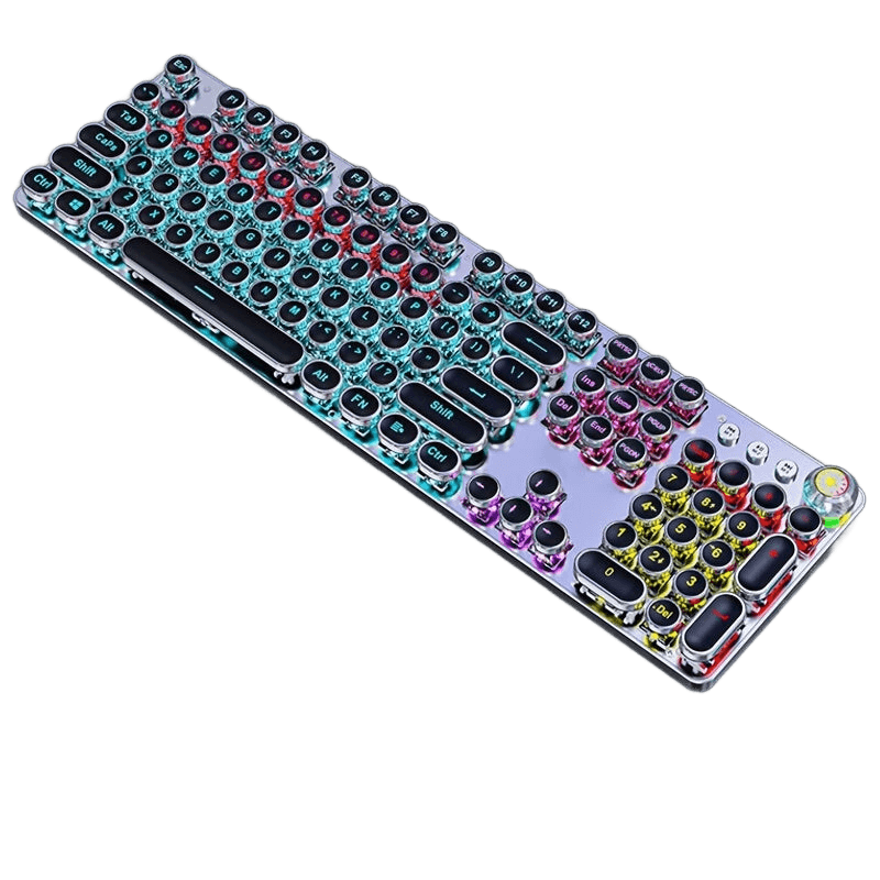 Punk Typewriter Mechanical Gaming Keyboard, All-Metal Panel 104 Keys - TKINGS