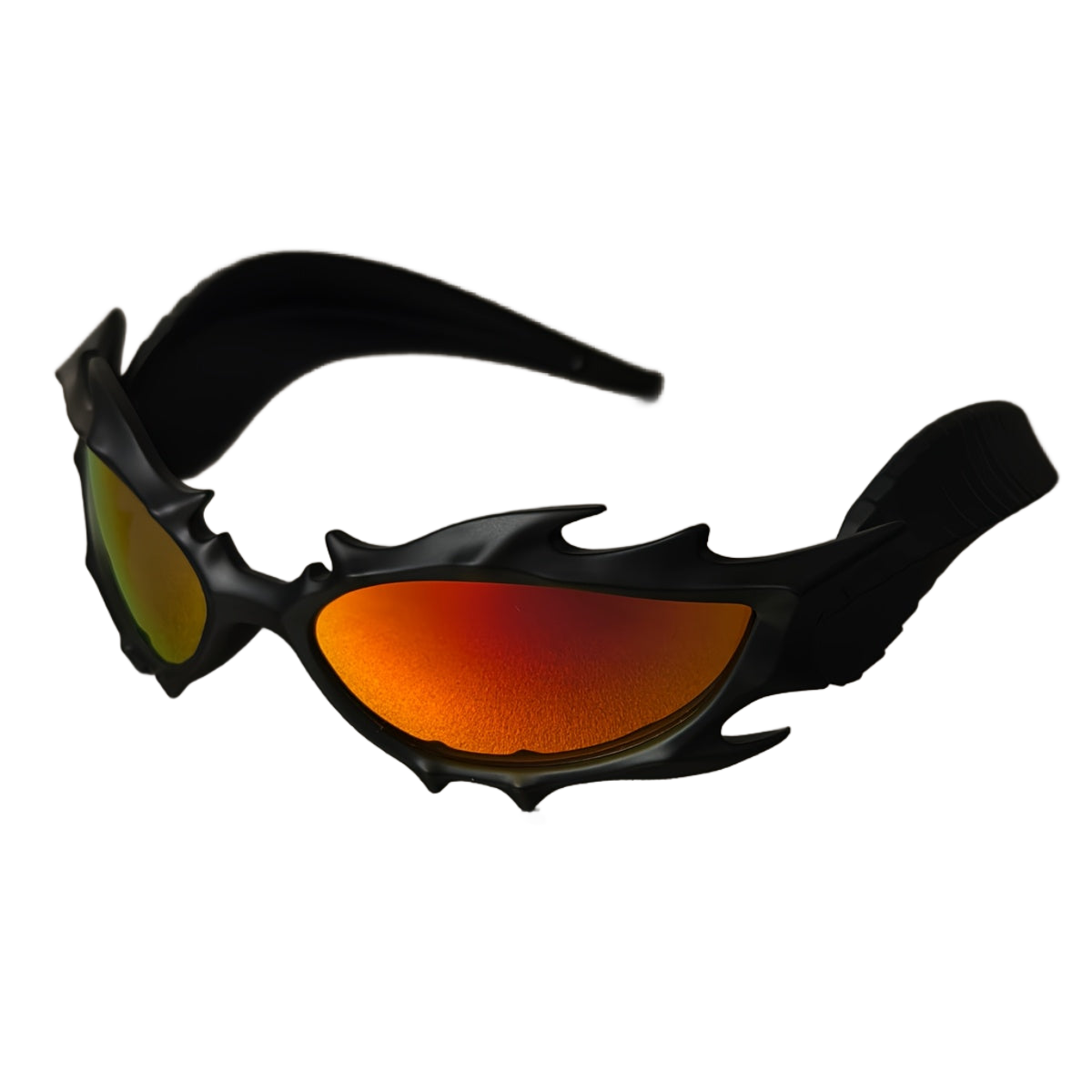 Image from SSPV Edgy Chic Fire Bull Horn Glasses - Oversized Black Frame with Red & Orange Gradient Lenses, Metallic Accents & Pointed Tips for a Bold, Trendy Look, Fashion Accessories, Statement Eyewear, Durable Plastic Frame - Copy