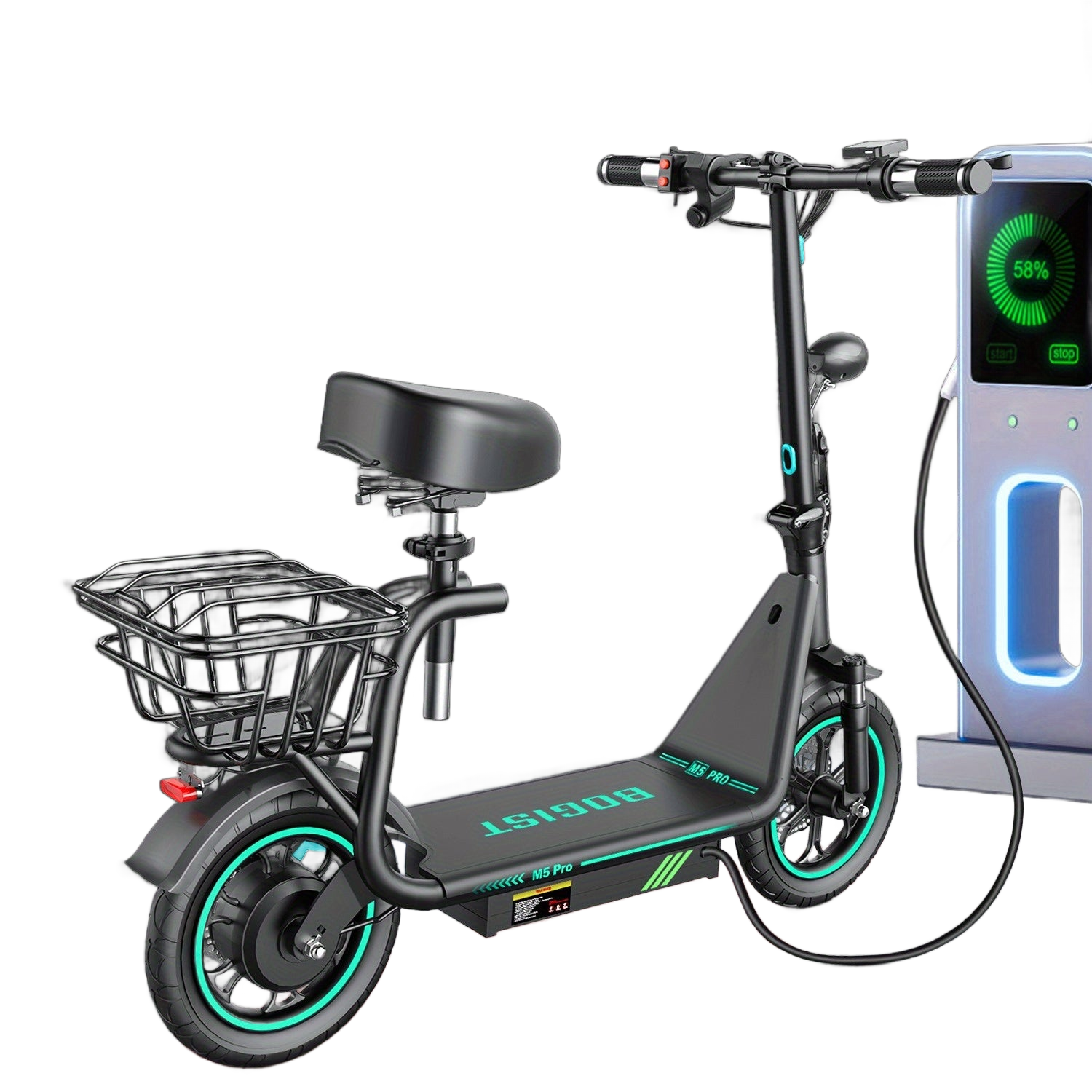 Image from 1pc, Electric Scooter for Adults, 448 W Powerful Motor, Adjustable, Lightweight, 2 Wheel Commuter Scooter with Large and Smooth Wheels - Folding Commuter Electric Scooter - Copy