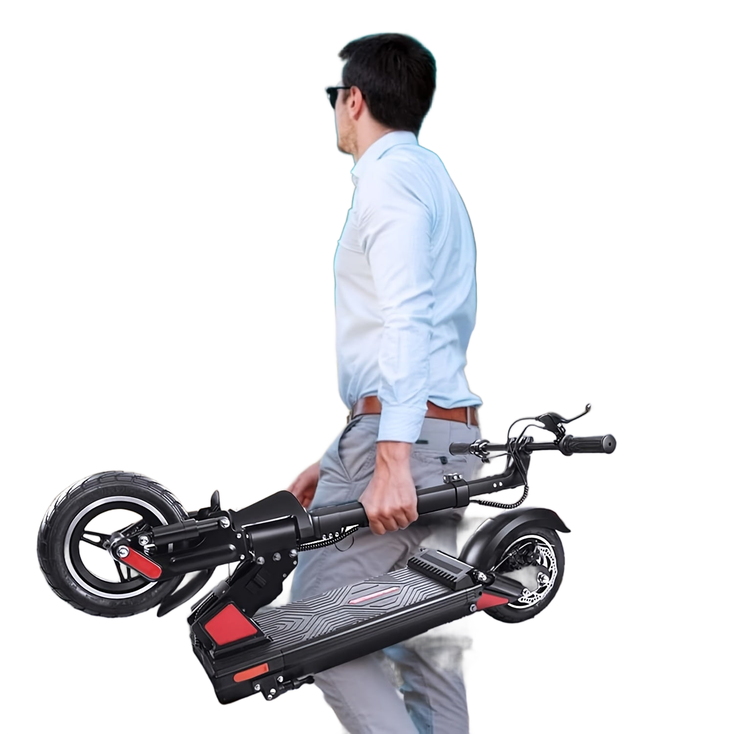 Image from Adult Electric Scooter, Output Current 2A, Output Voltage 54.6V, 500W Powerful Motor, 34-43 Km Range, 120 Kg Maximum Load, Adjustable, Lightweight, 2 Wheel Commuter Scooter with Smooth Large Wheels - Folding Commuter Electric - Copy